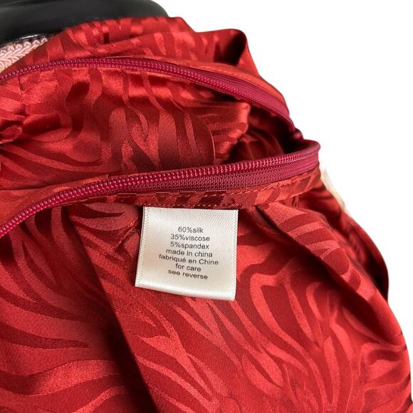 Ronny Kobo June Tiger Jacquard Halter Top Orange Red Silk Blend Small Blouse - Picture 7 of 11